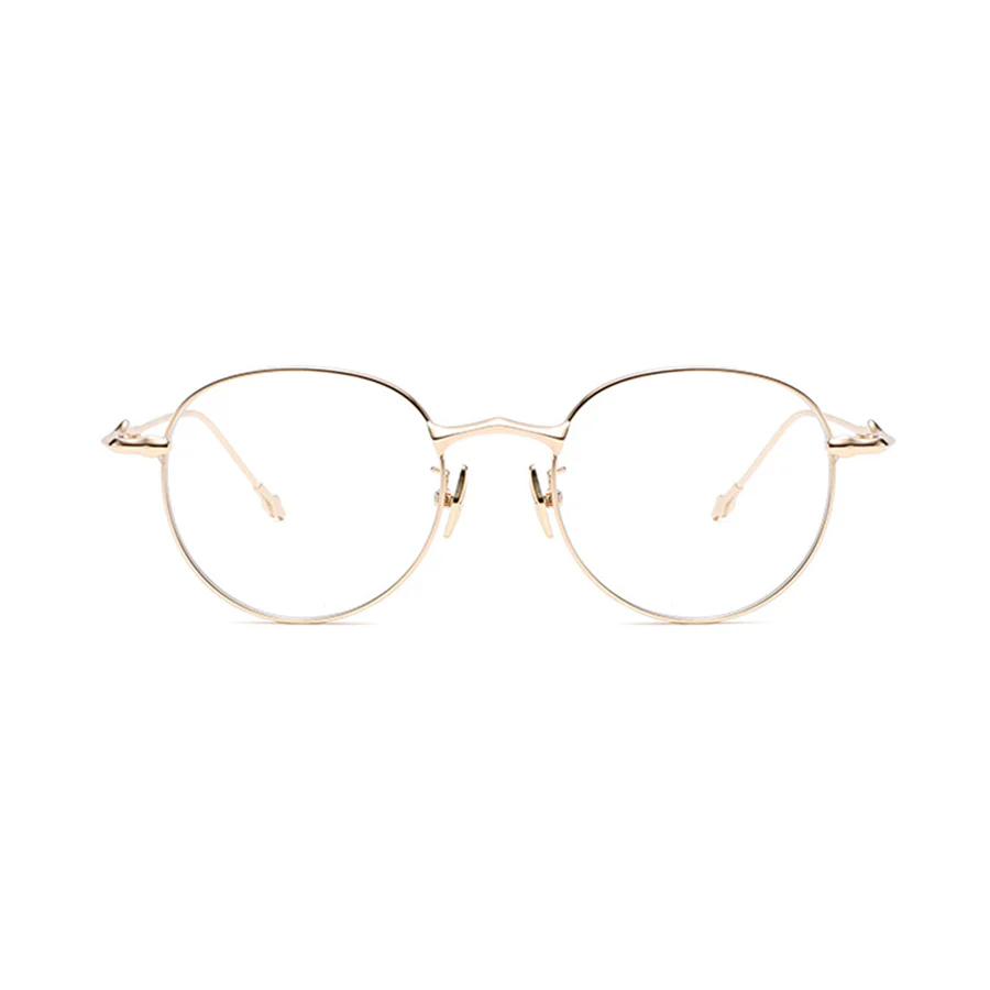 Metal Round Glasses with Star-Inspired Temple Details VK2385