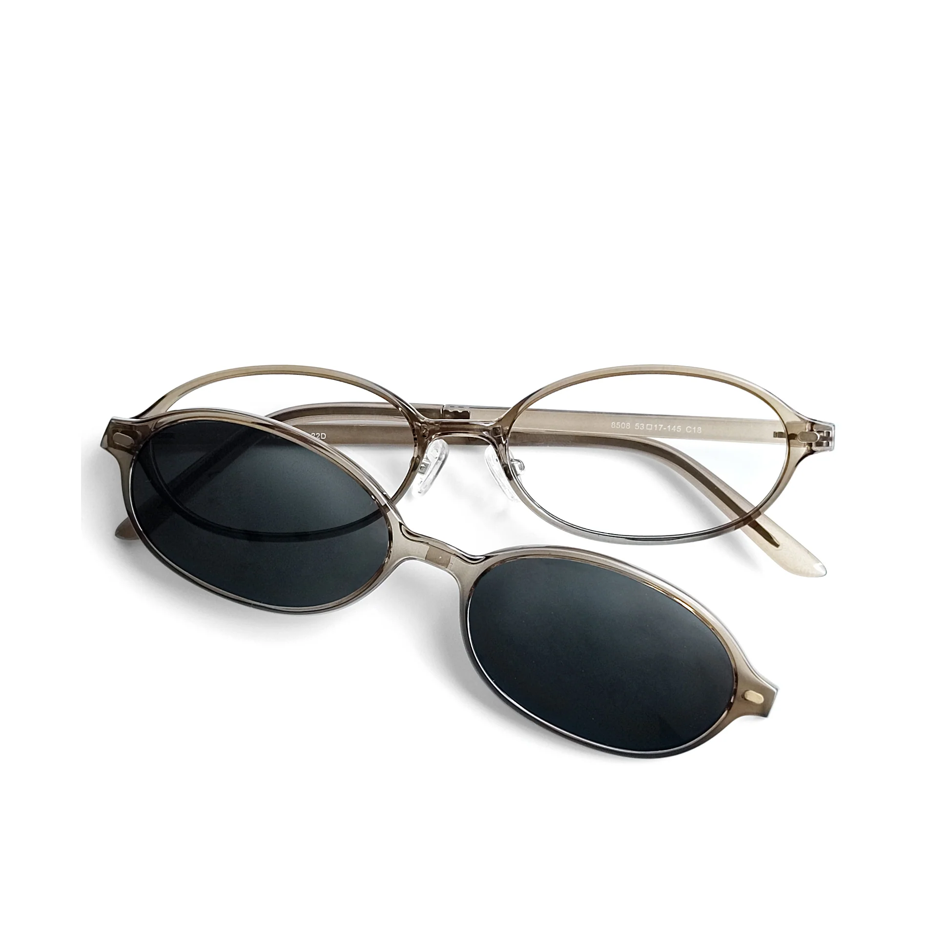 Oval Clip-On Sunglasses with Magnetic Attachment VK2388 - Image 6