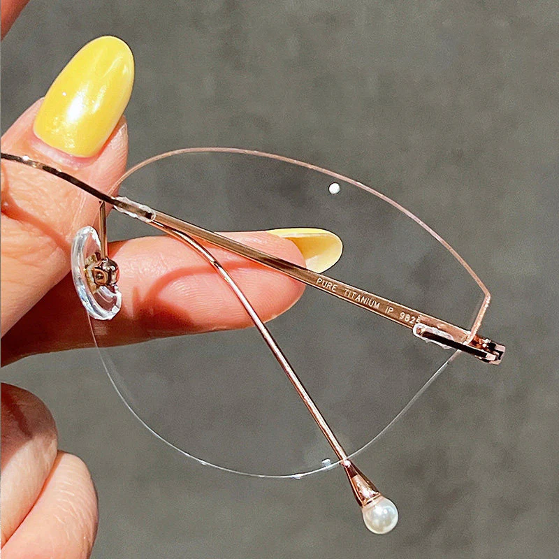 Rimless Cat Eye Glasses with Glitter Edge Detail VK2391 - Image 2