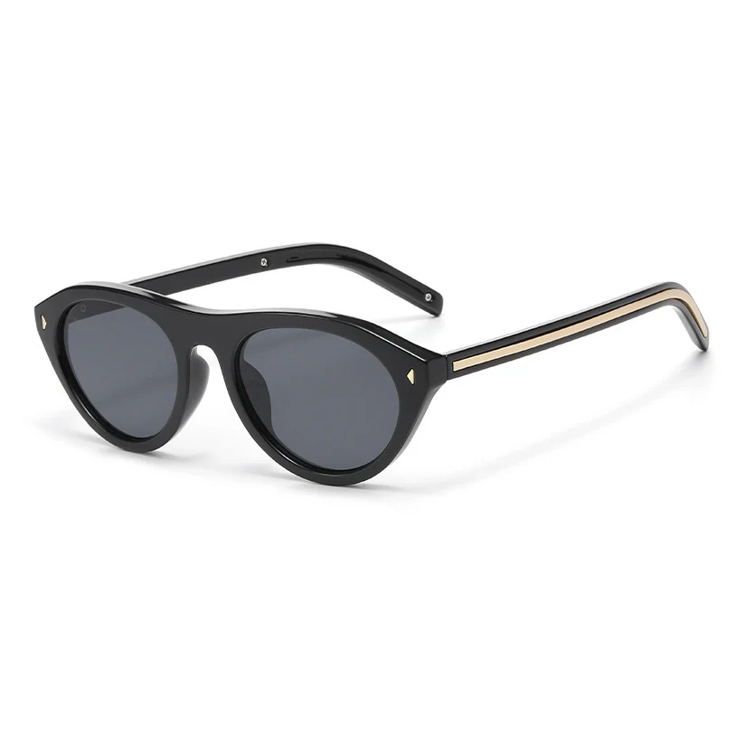 Vintage Oval Sunglasses Frame with Metal Inlay Temples VK2400 - Image 2