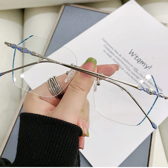 Geometric Rimless Glasses with Glitter-Edged Cut Lenses VK2404 - Image 5