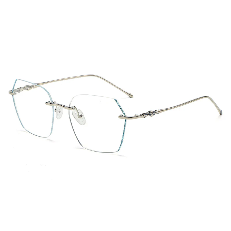 Geometric Rimless Glasses with Glitter-Edged Cut Lenses VK2404 - Image 6